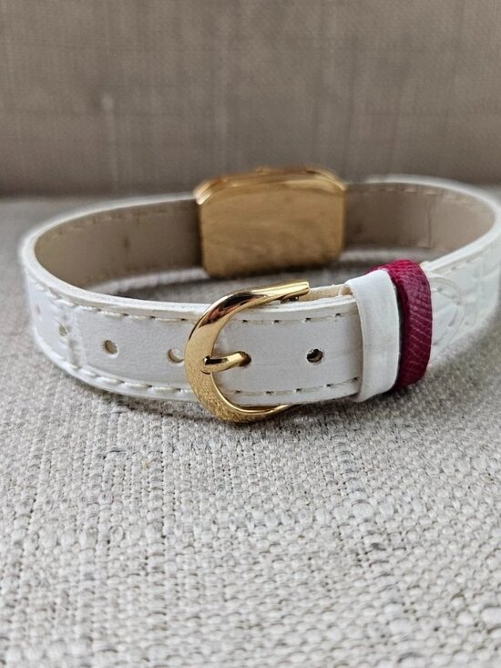 Vintage JAS Quartz Wristwatch White Leather Strap Gold Tone Case Ladies Watch main image 11